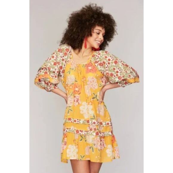 Roller Rabbit Semara Tamania Dress Floral Boho Cotton Dress Small - Picture 14 of 14